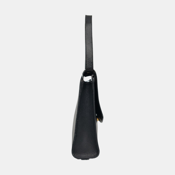 Leather Top Handle Bag Black