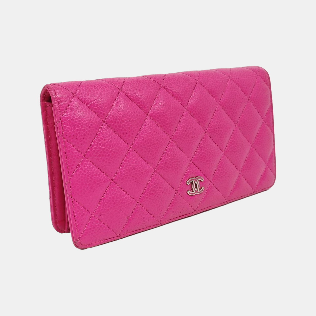 Quilted Grained Calfskin Wallet Pink
