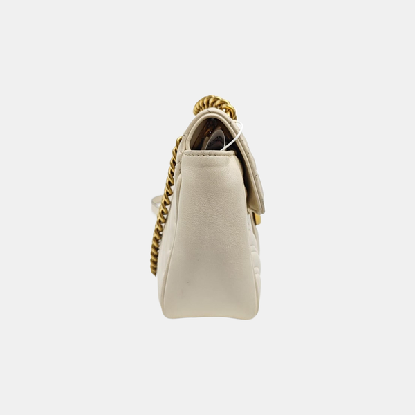 GG Marmont Medium Quilted Calfskin White