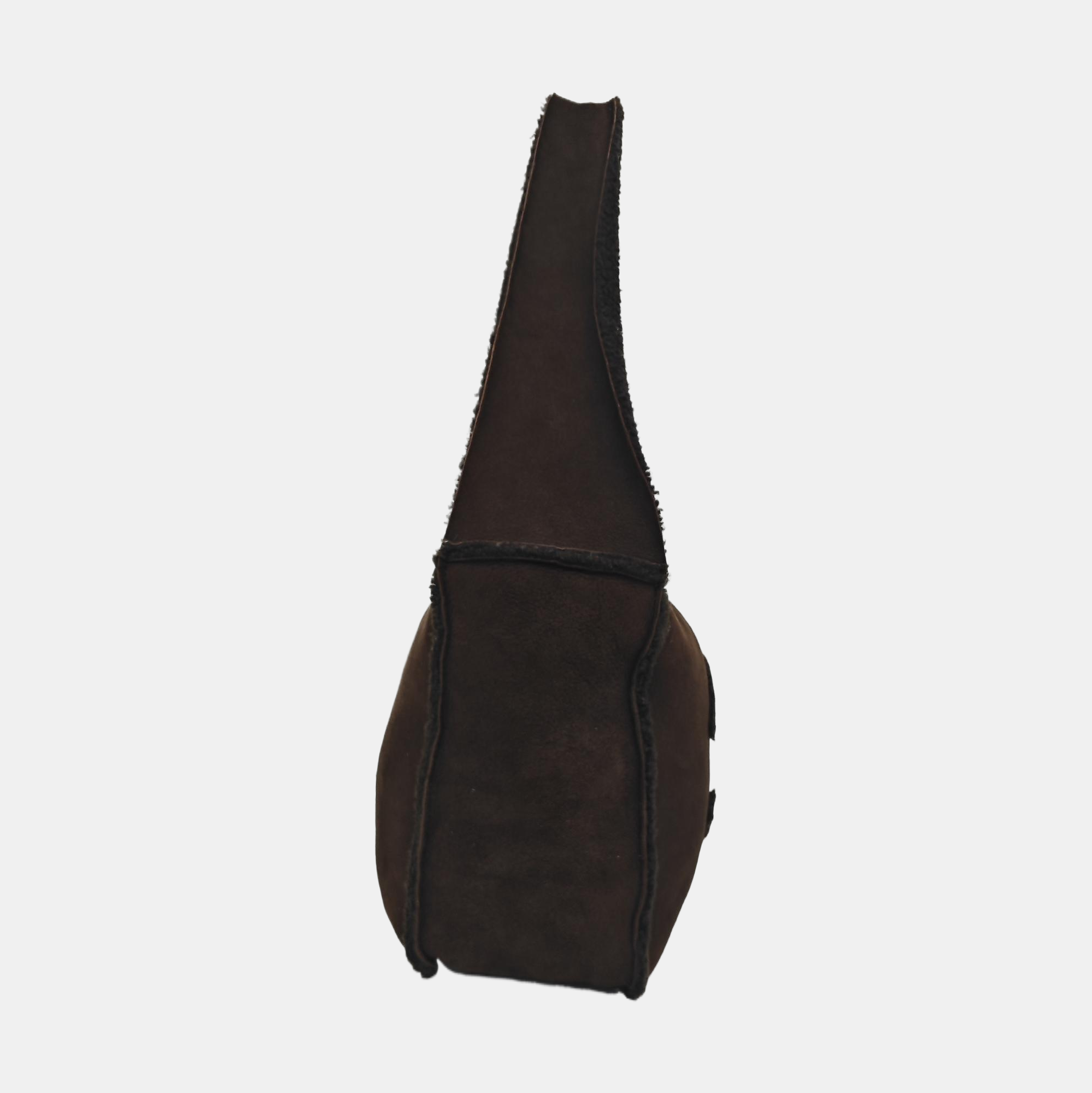 Fabric Top Handle Bag Brown