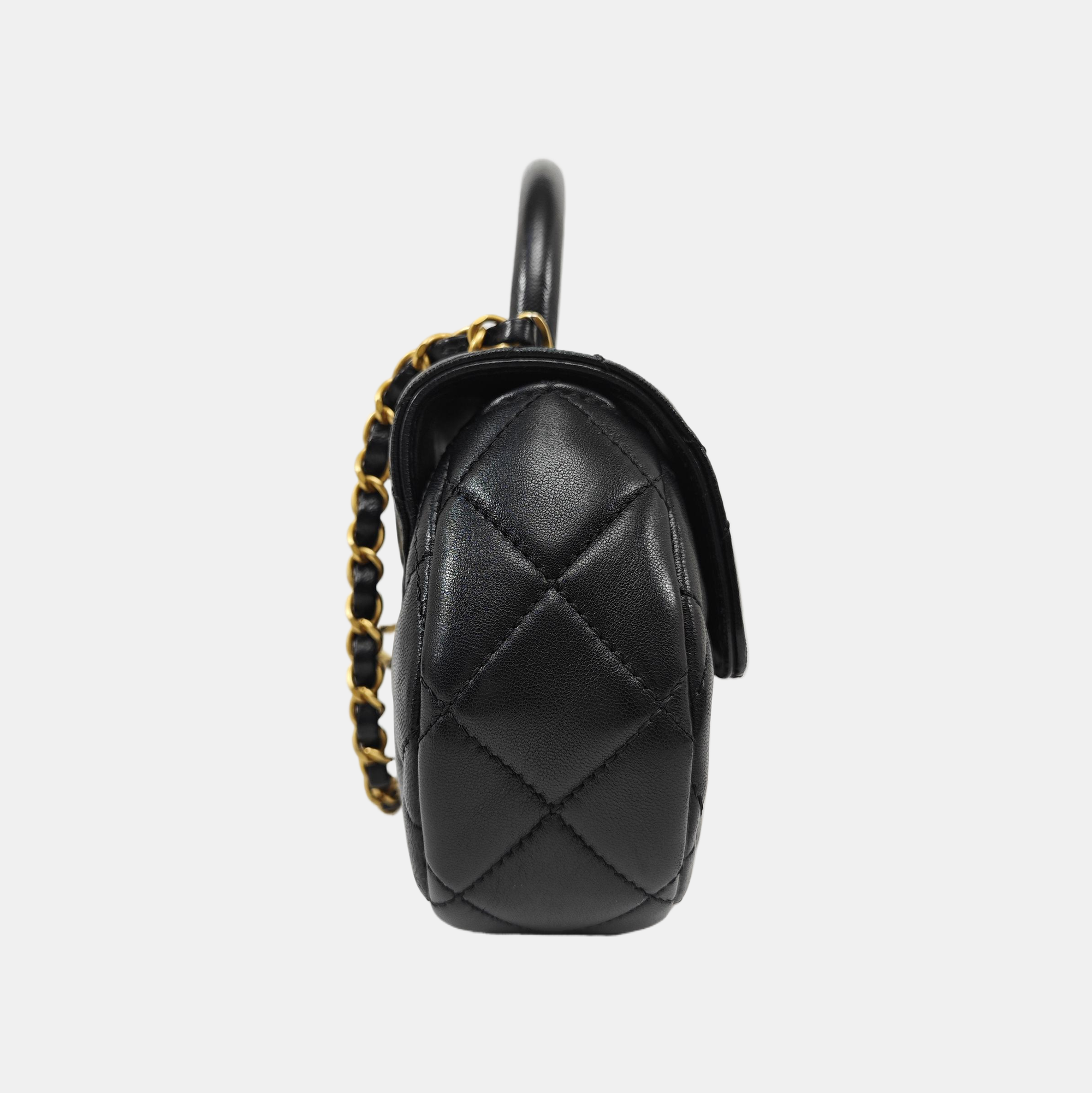 Quilted Lambskin Shoulder Bag Medium Black
