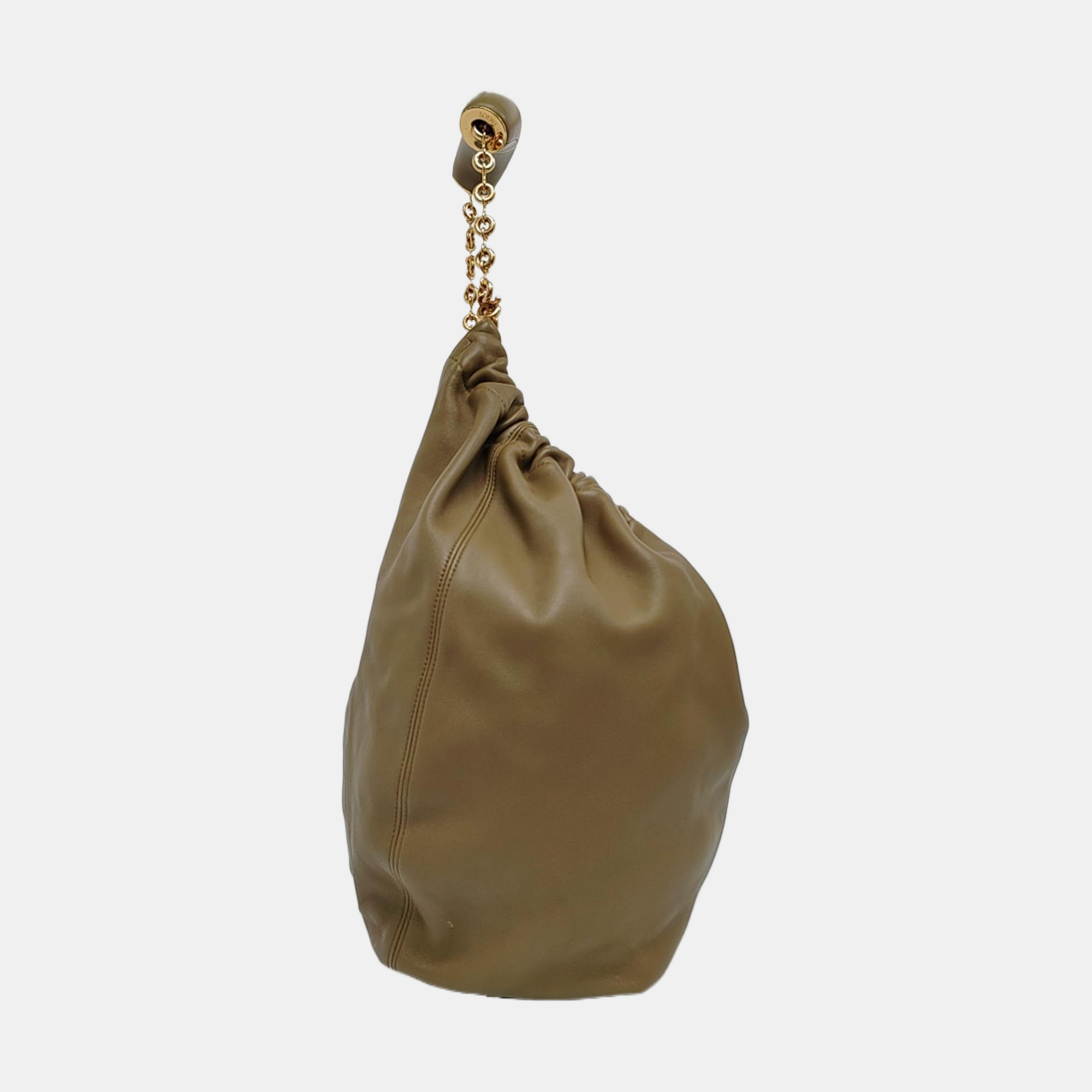 Bolsa Squeeze pequeña de piel de cordero color verde