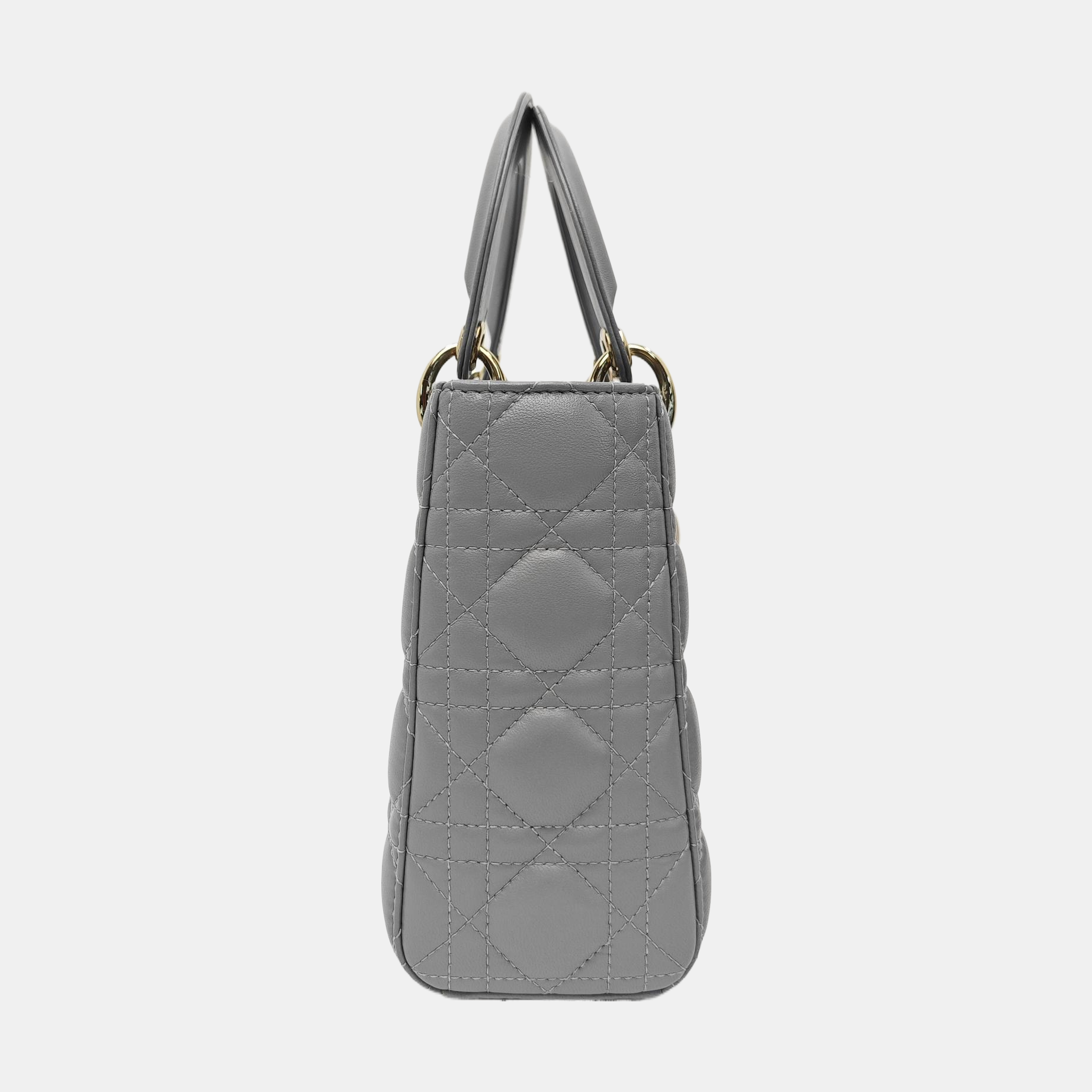 Lady Dior Small Cannage Lambskin Gray
