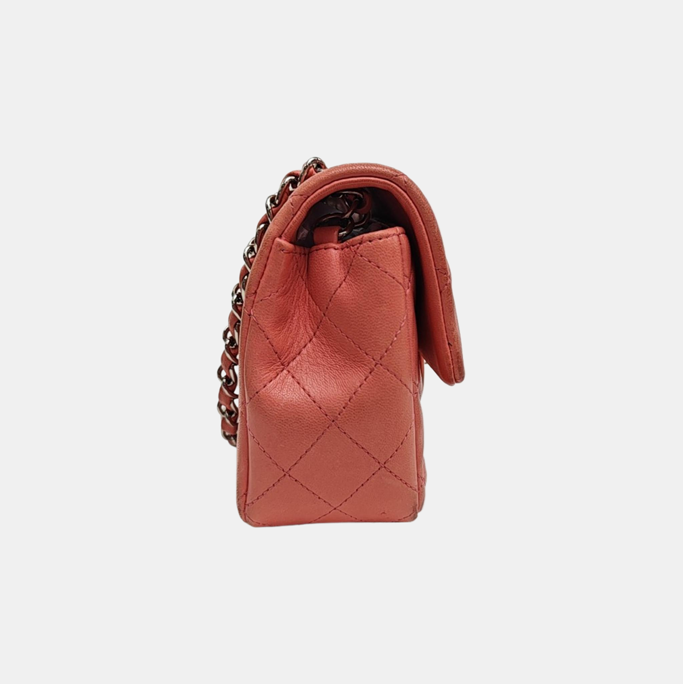 CLASSIC FLAP Mini Quilted Grained Calfskin Pink