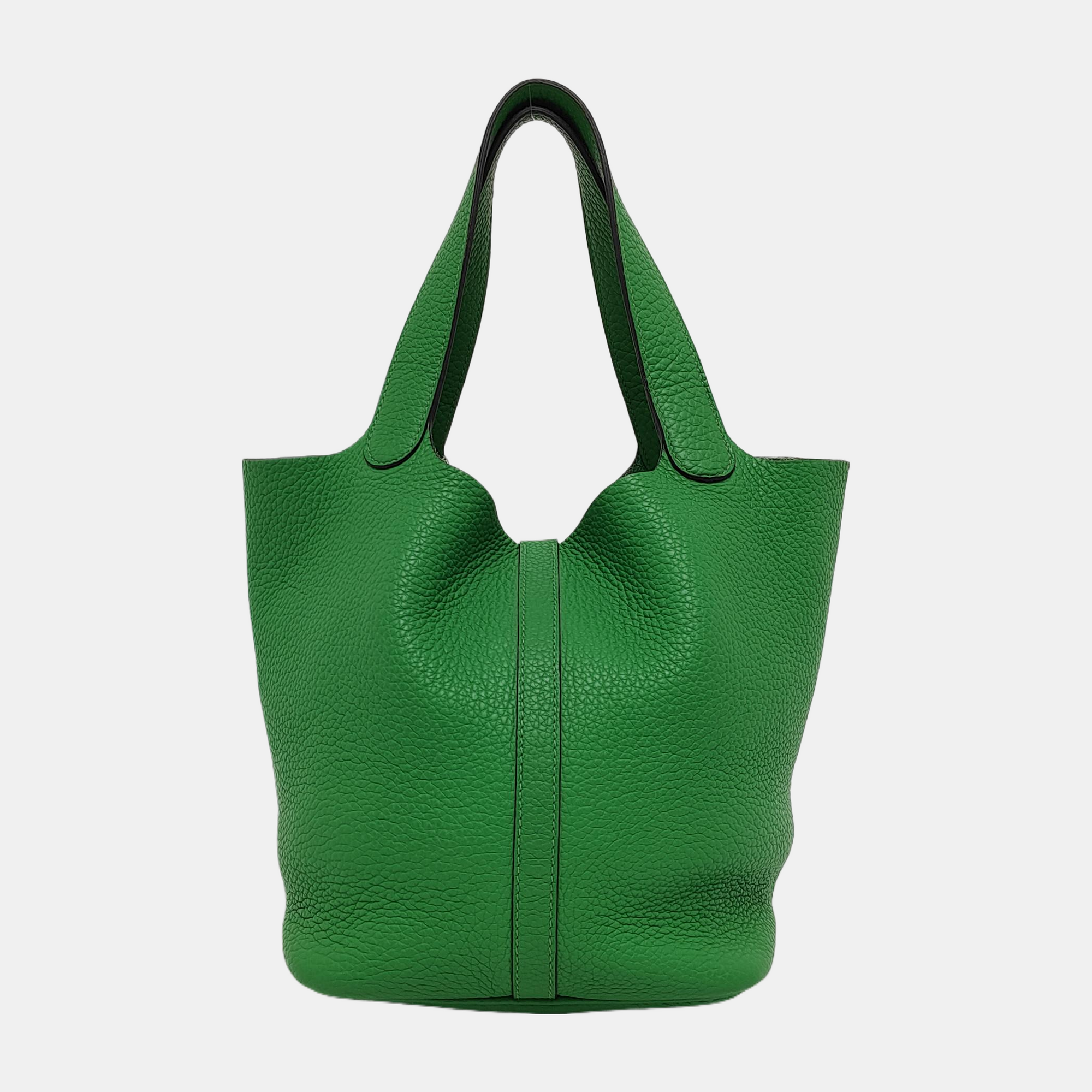 Authenticated pre-owned  Picotin Lock 22 Clemence Green - Bucket Bag at Looply