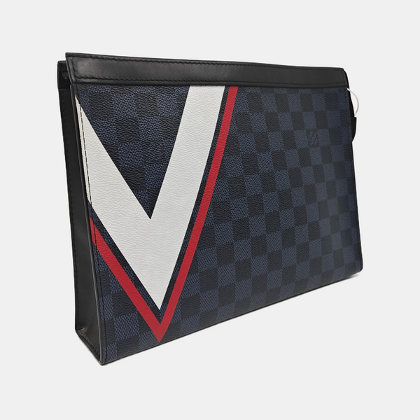 Pochette Voyag MM Damier Coated Canvas Blue