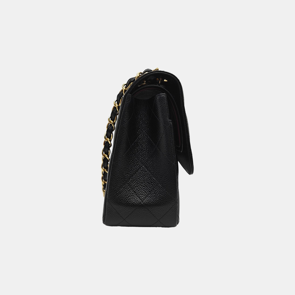 CLASSIC FLAP Jumbo Quilted Grained Calfskin Black