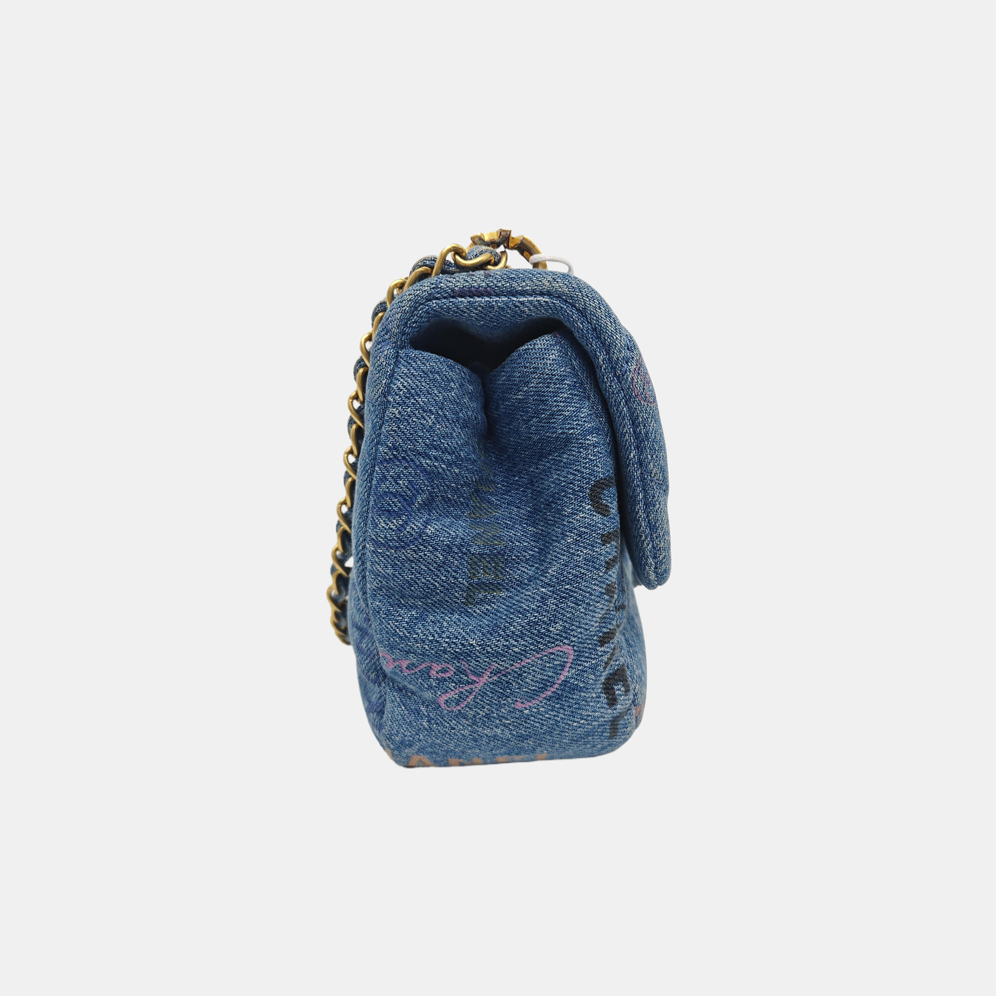 CLASSIC FLAP Mini Quilted Denim Blue