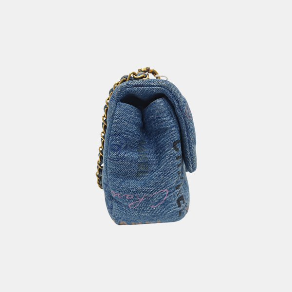 CLASSIC FLAP Mini Quilted Denim Blue