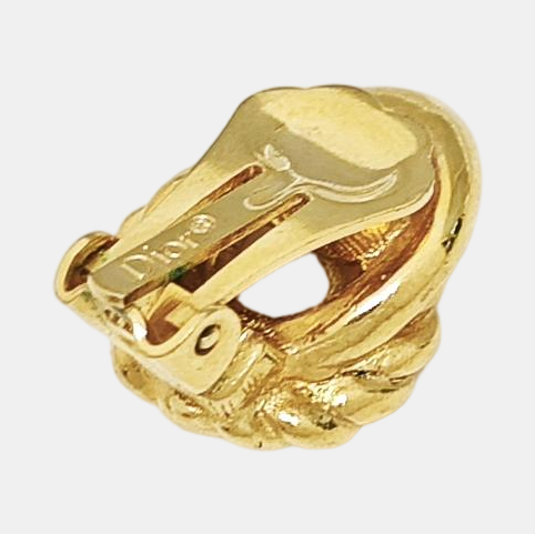 Twist Round Metal Gold Clip On Earrings