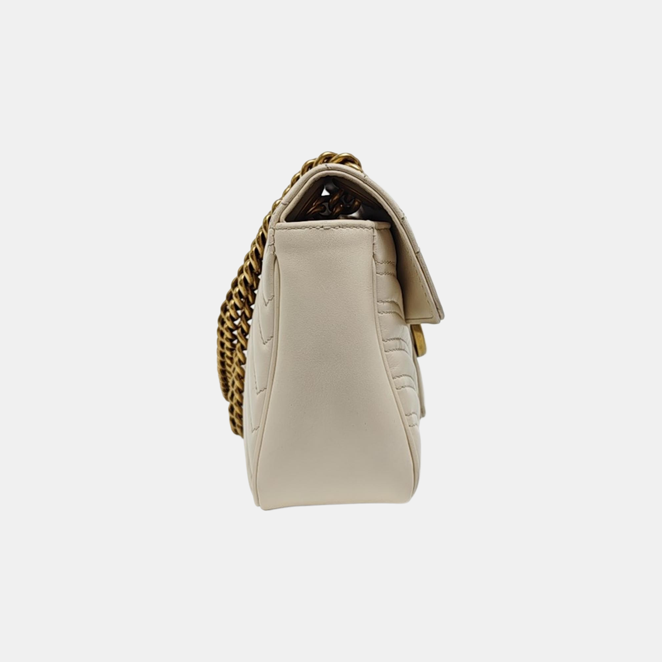 GG Marmont Medium Quilted Calfskin White