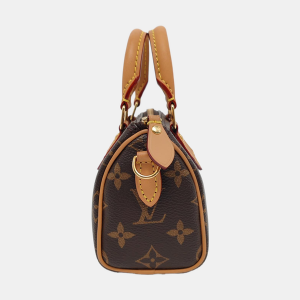 Authenticated pre-owned  SPEEDY Nano Monogram Coated Canvas Brown - Shoulder Bag at Looply