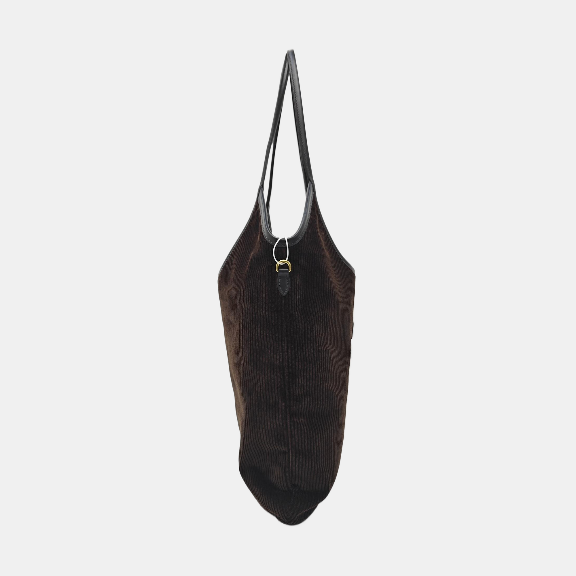 Corduroy Top Handle Bag Brown
