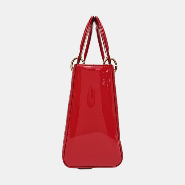 Authenticated pre-owned  Lady Dior Medium Cannage Lambskin Red - Tote Bag at Looply