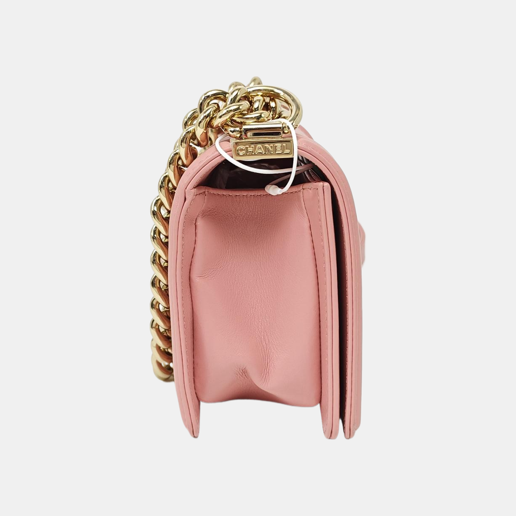 BOY CHANEL Small Quilted Calfskin Pink