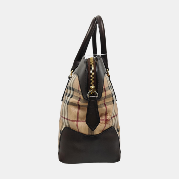 Coated Canvas Top Handle Bag Beige