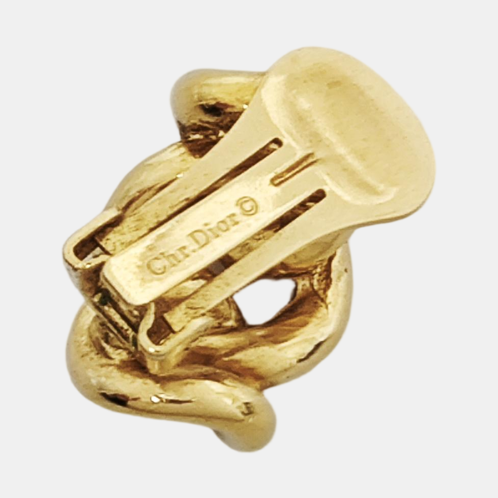 Twist Round Metal Gold Clip On Earrings