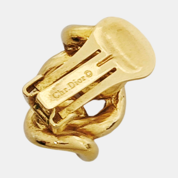 Twist Round Metal Gold Clip On Earrings