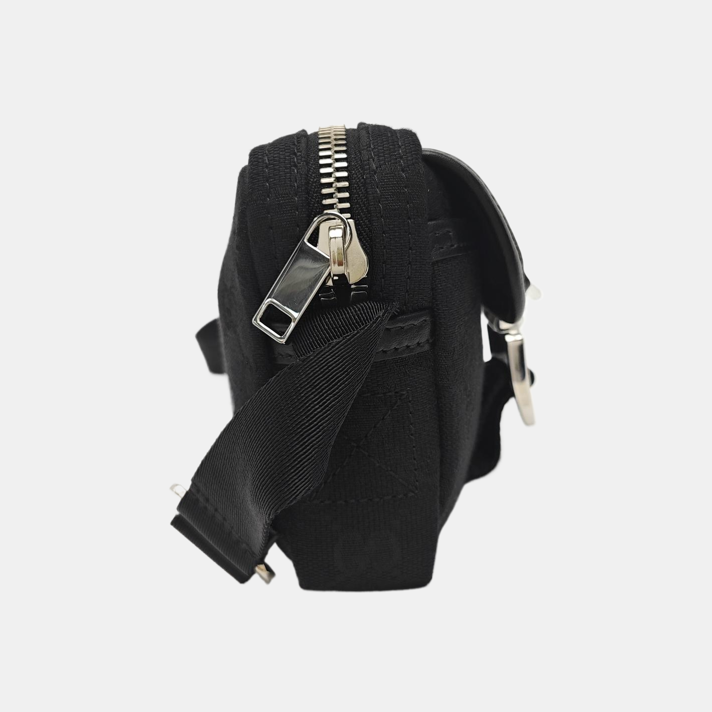 Monogram Fabric Shoulder Bag Black