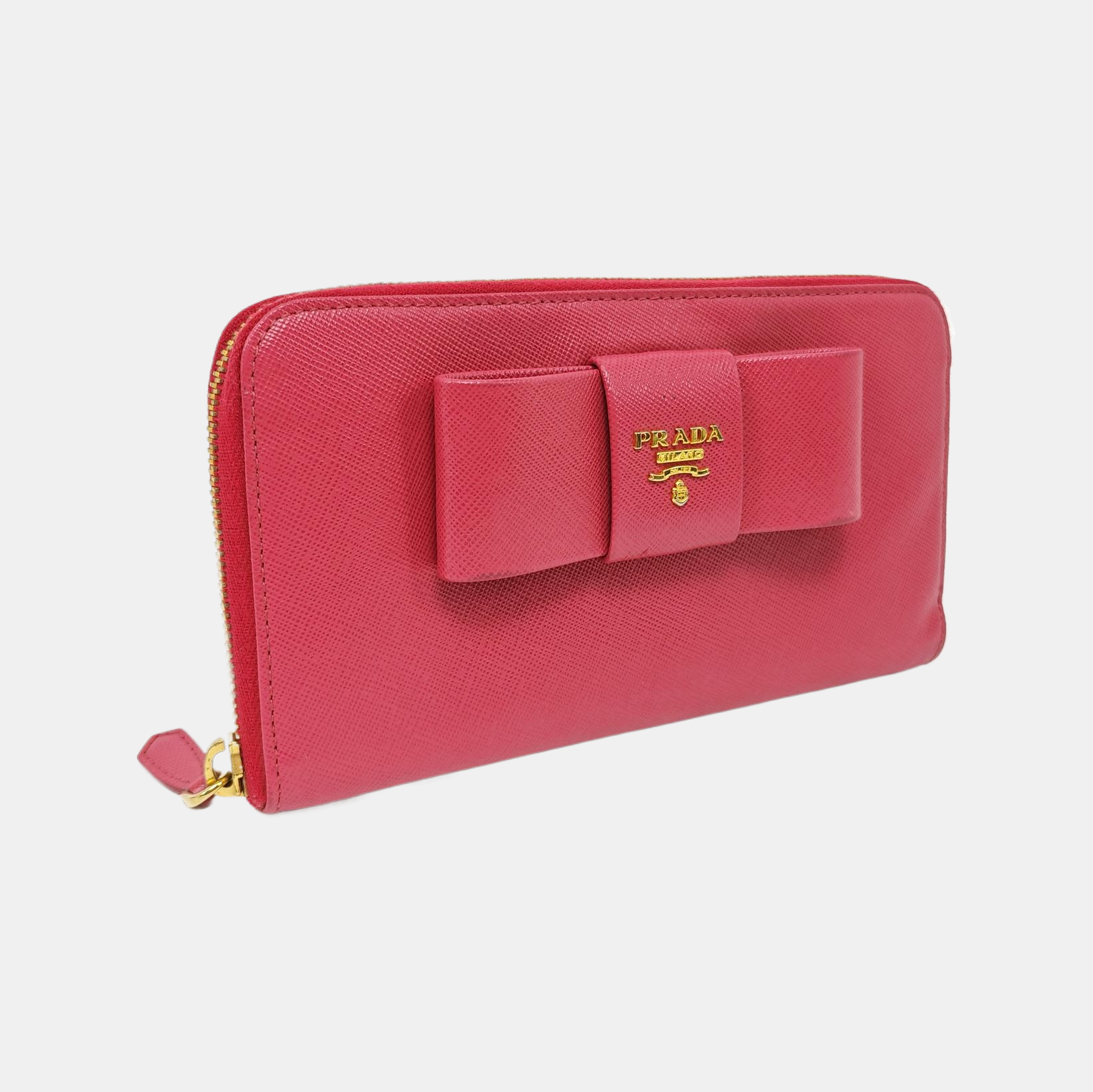 Fiocco Bow Saffiano Calfskin Red Wallet