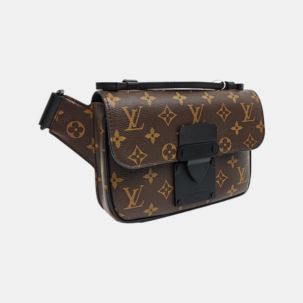 S LOCK Monogram Coated Canvas Brown