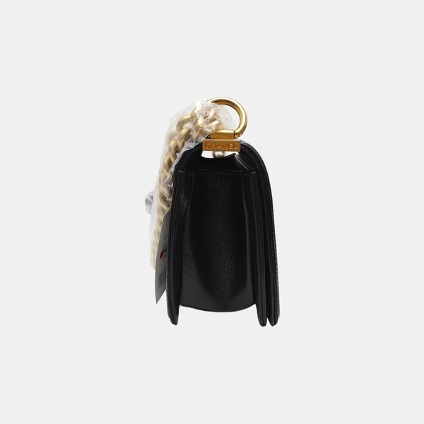 BOY CHANEL Small Quilted Grained Calfskin Black