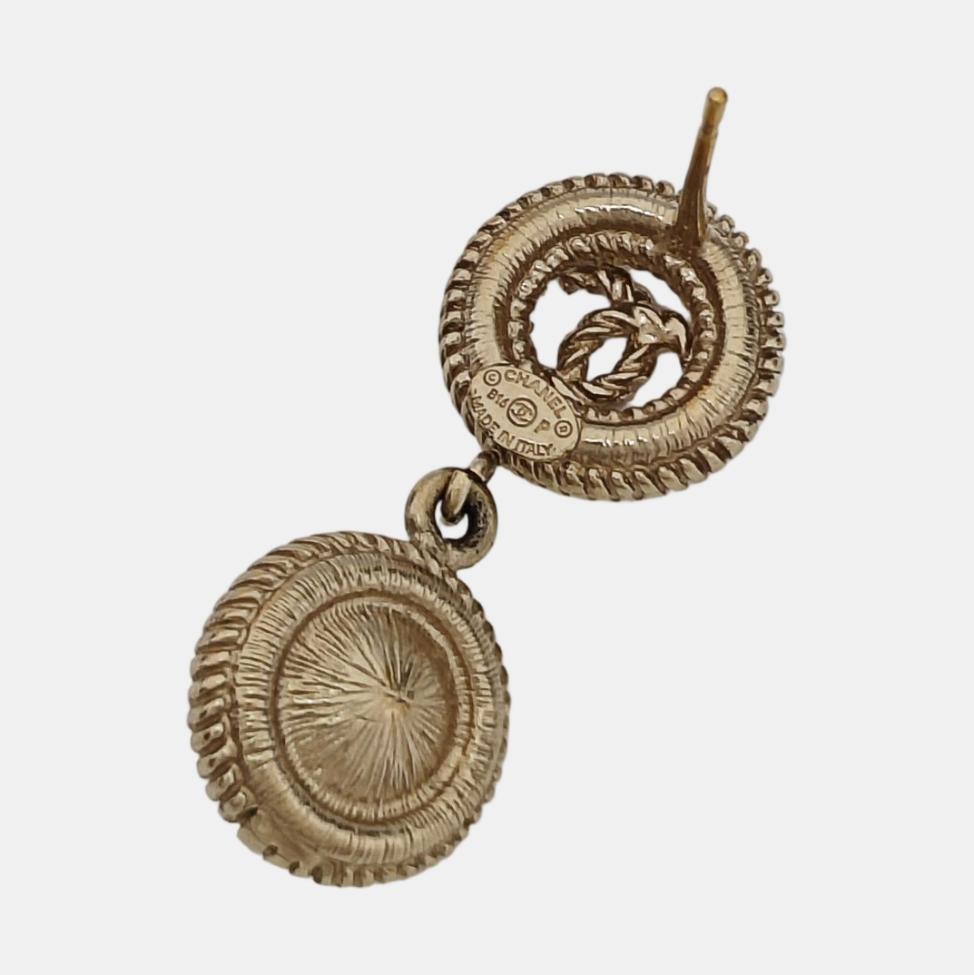 CC Logo Metal Gold Stud Earrings