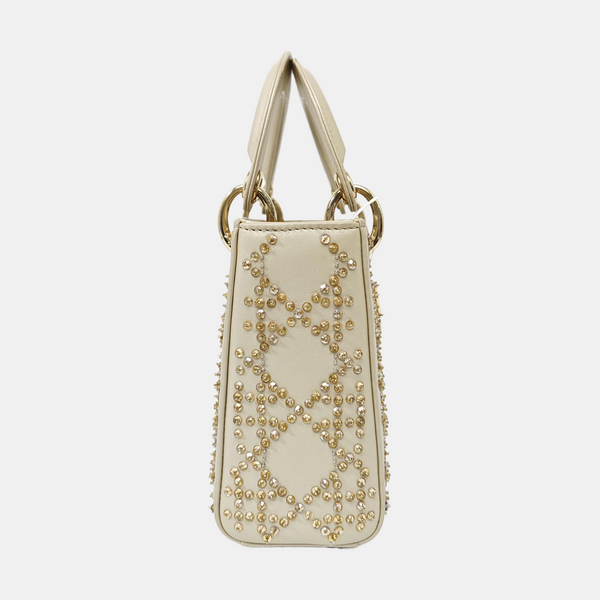 Lady Dior Mini Quilted Lambskin Beige