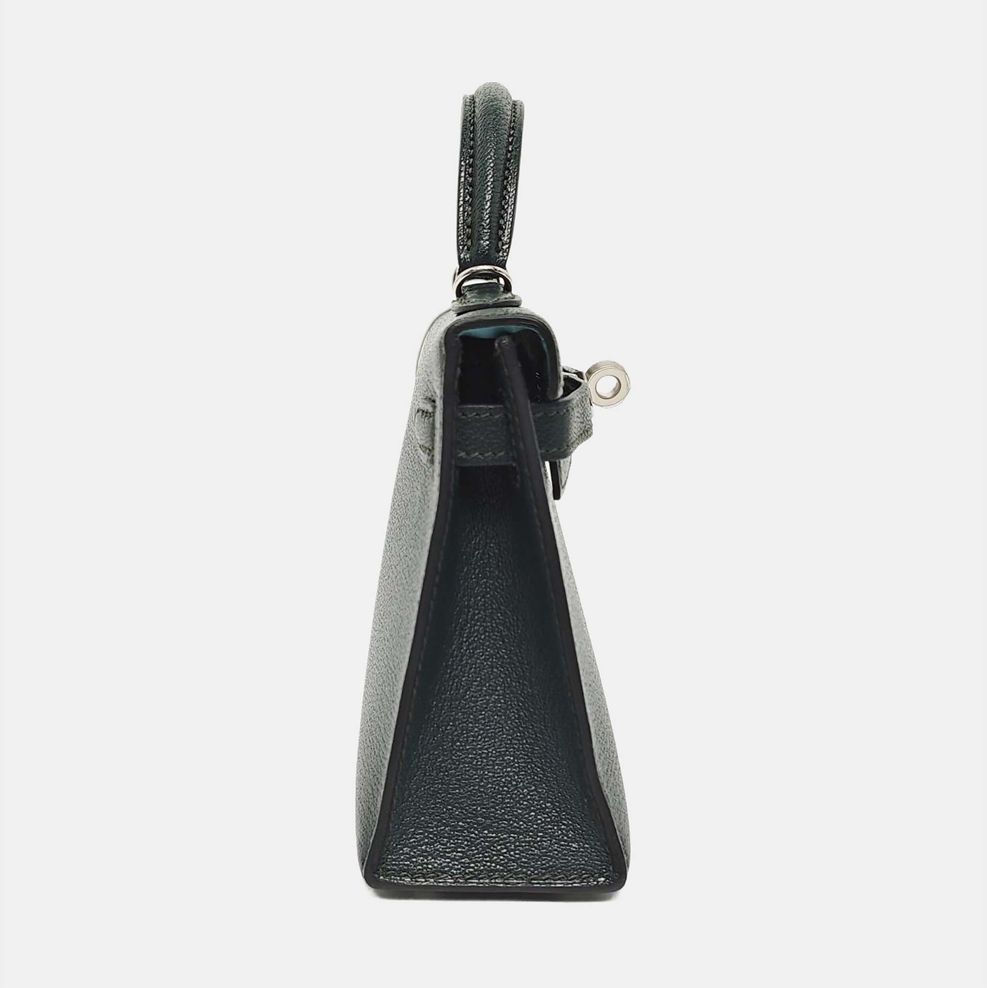 Authenticated pre-owned  Mini Kelly 20 Chèvre Mysore Green - Shoulder Bag at Looply