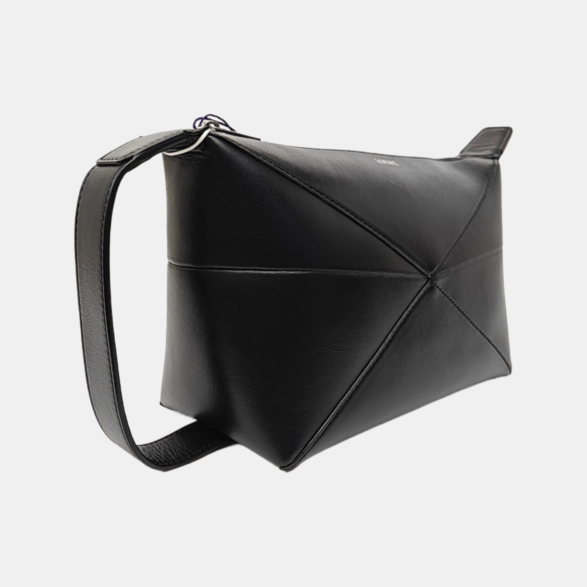 Puzzle Fold Small Quilted Calfskin Black