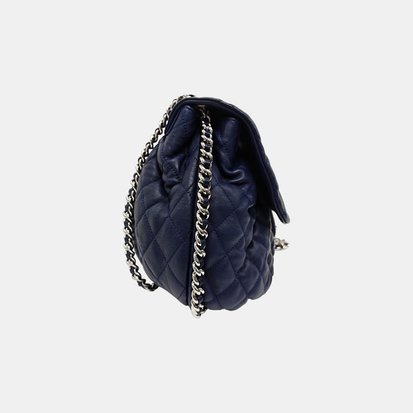 Around Chain Quilted Calfskin Blue