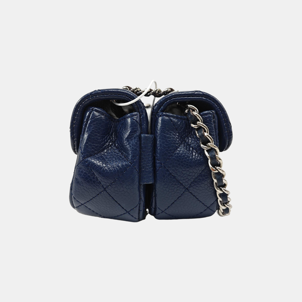 CLASSIC FLAP Quilted Grained Calfskin Blue