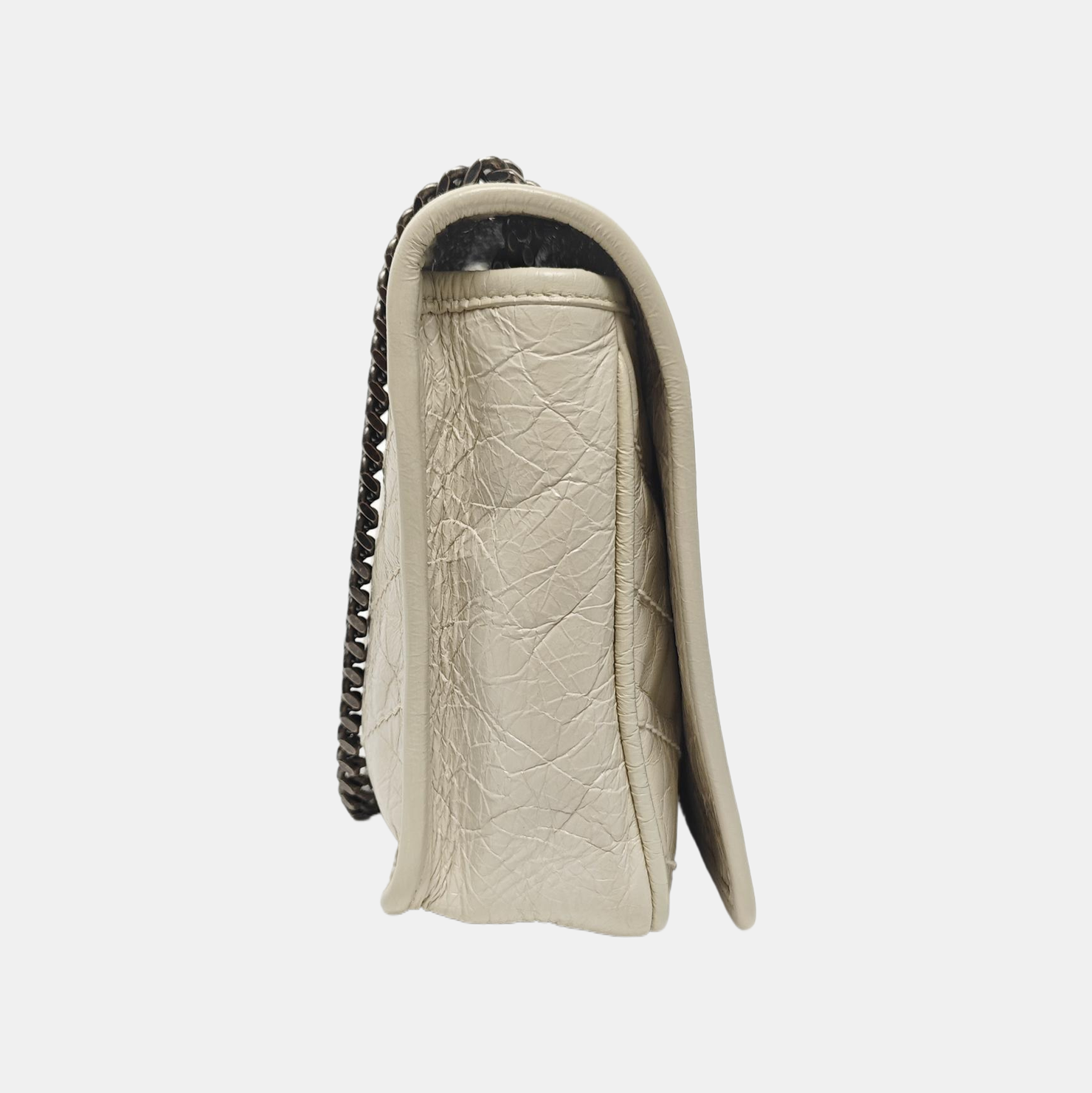 NIKI Mini Chevron Calfskin White