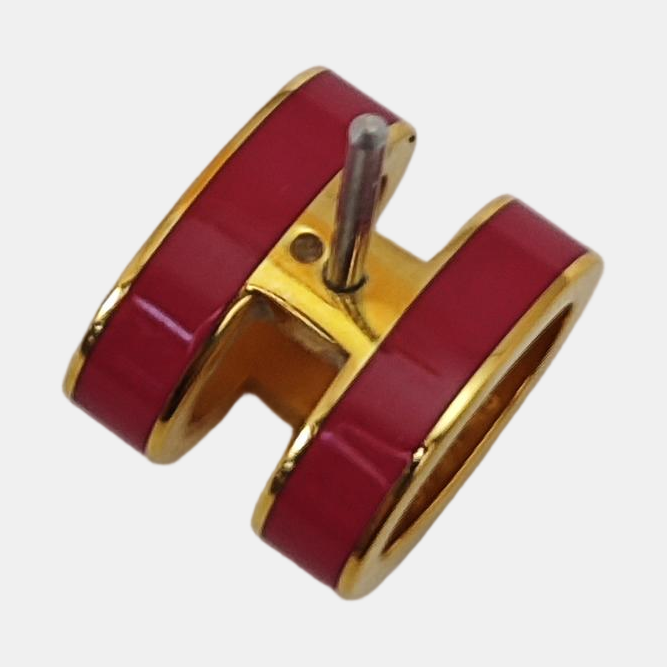 Pop H Metal Gold Stud Earrings
