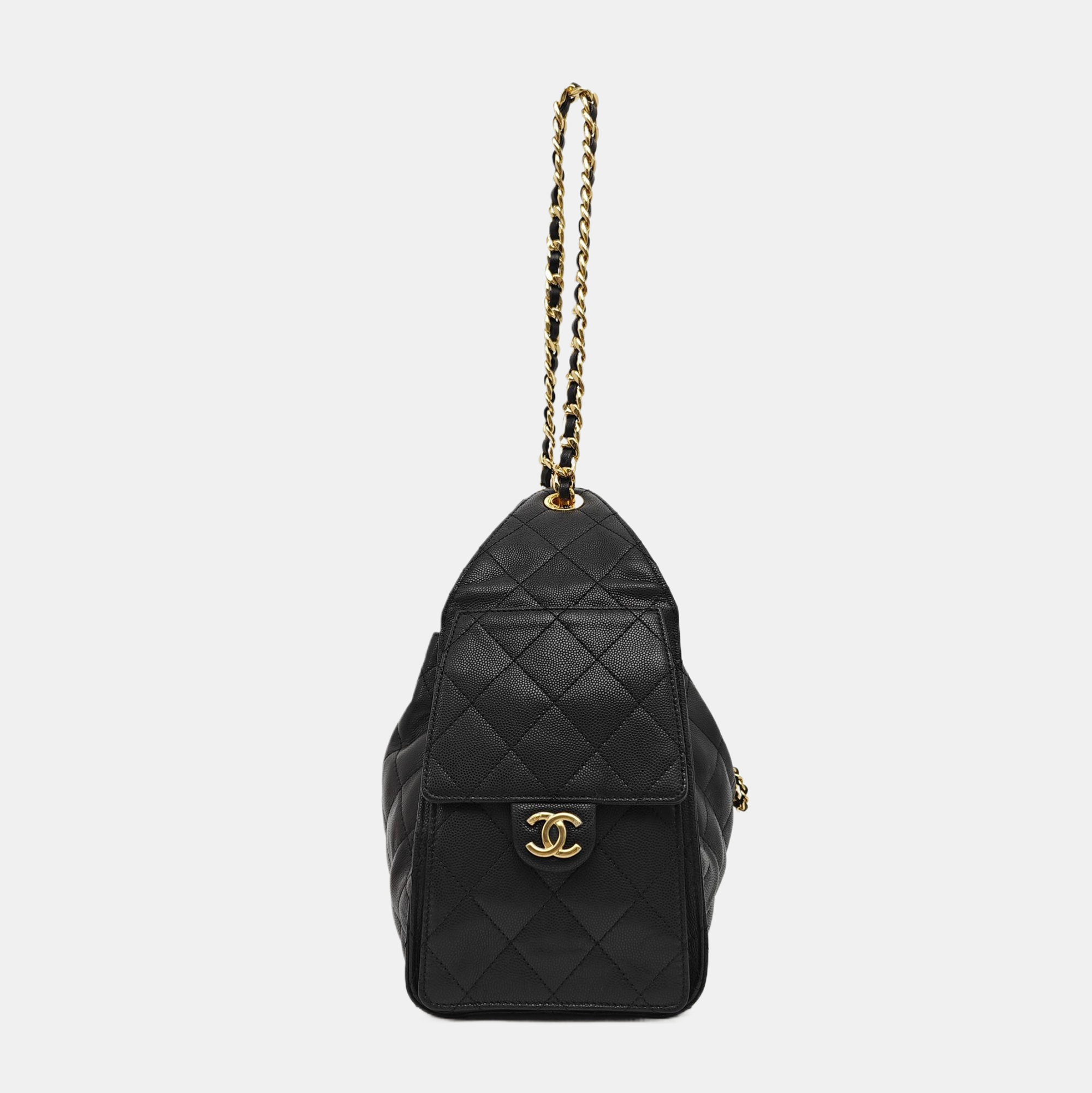 CHANEL 25 Small Quilted Grained Calfskin Black