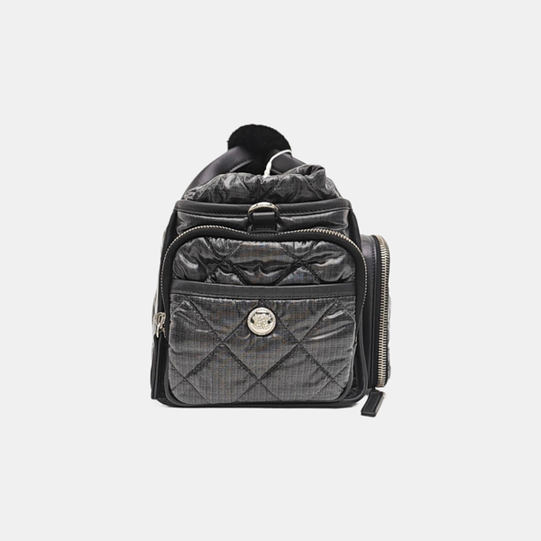 Quilted Nylon Shoulder Bag Gray