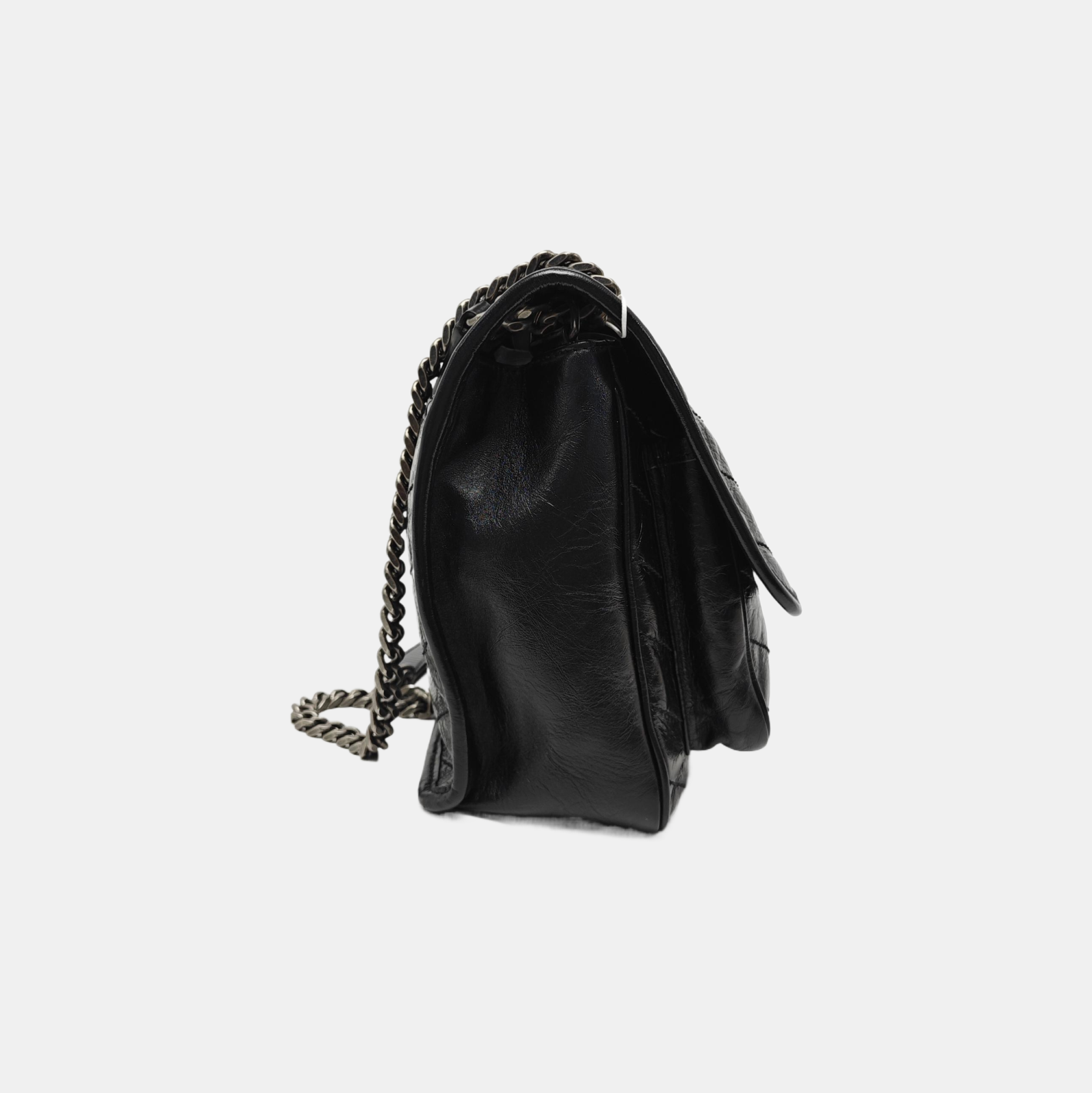 NIKI Medium Chevron Calfskin Black
