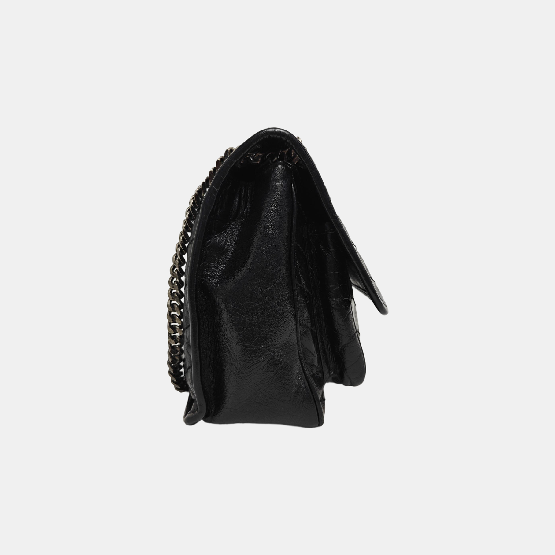 NIKI Medium Chevron Calfskin Black