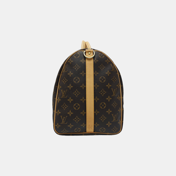 KEEPALL 50 Monogram Coated Canvas Brown