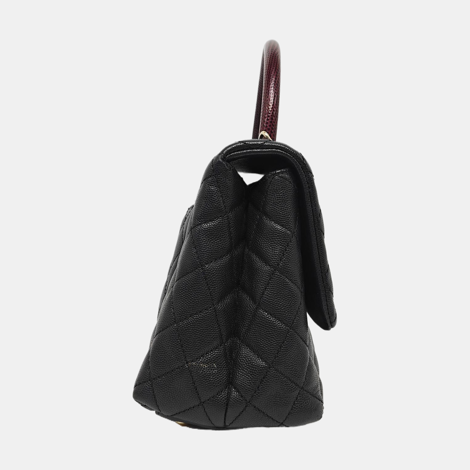 COCO HANDLE Medium Quilted Grained Calfskin Black