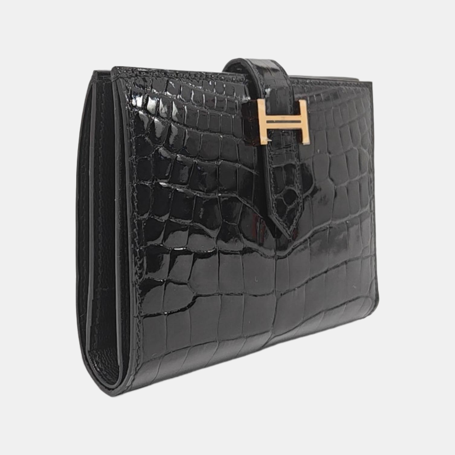 Bearn Shiny Porosus Crocodile Black Card Holder