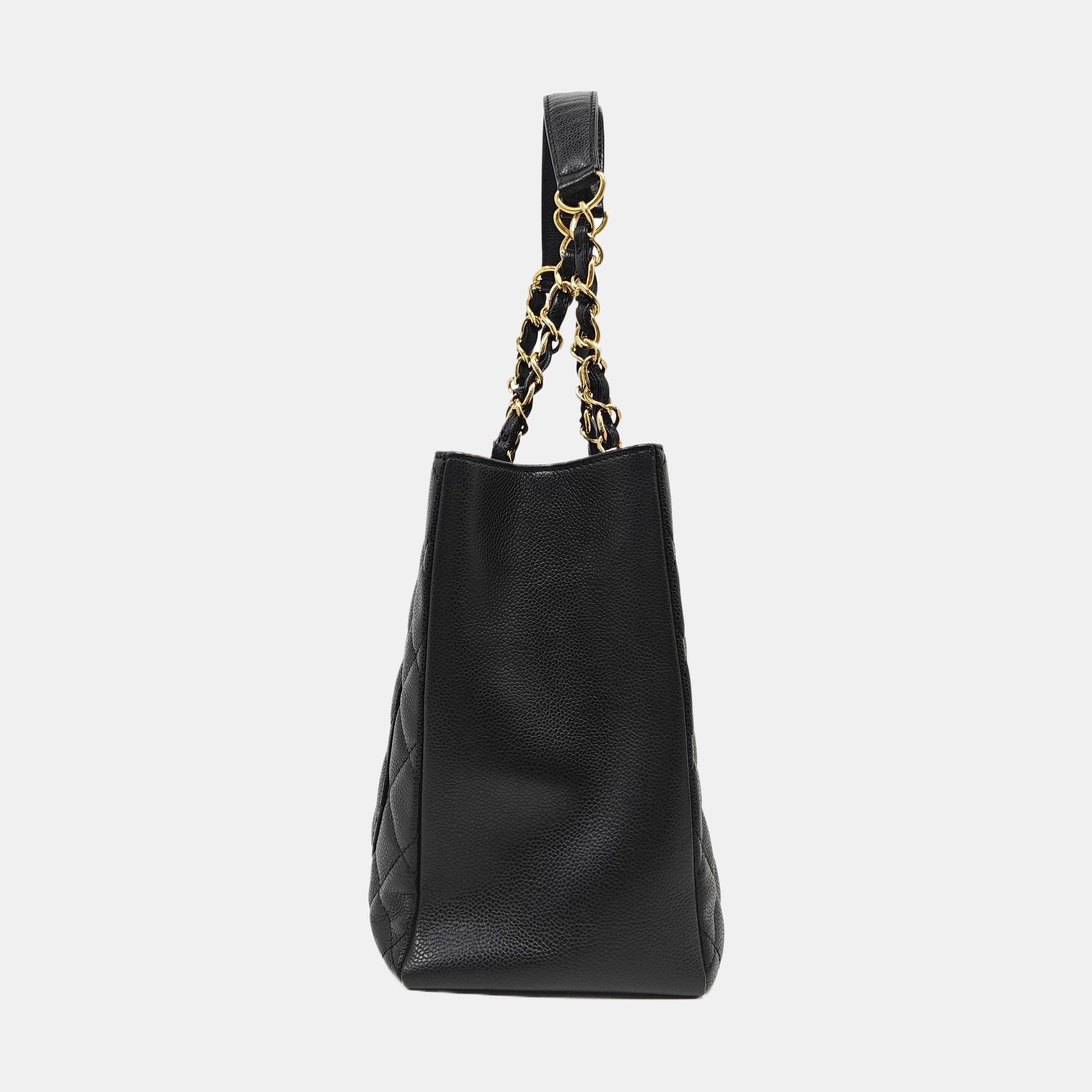 CHANEL GST Large Quilted Grained Calfskin Black