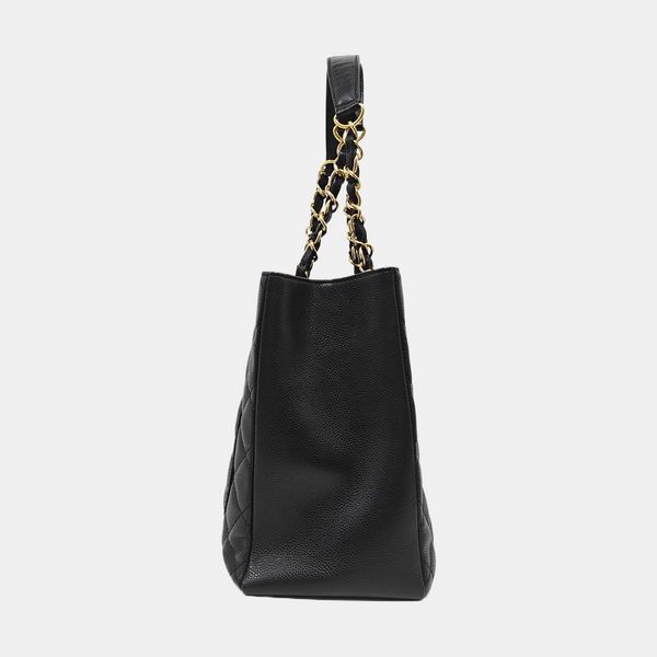 CHANEL GST Large Quilted Grained Calfskin Black