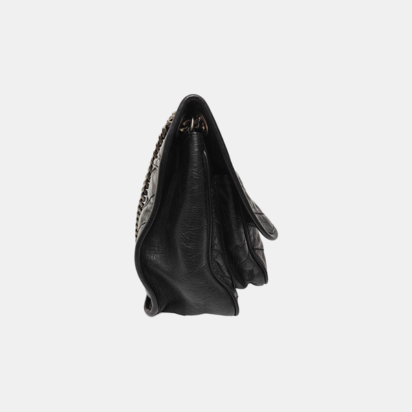 NIKI Medium Chevron Calfskin Black