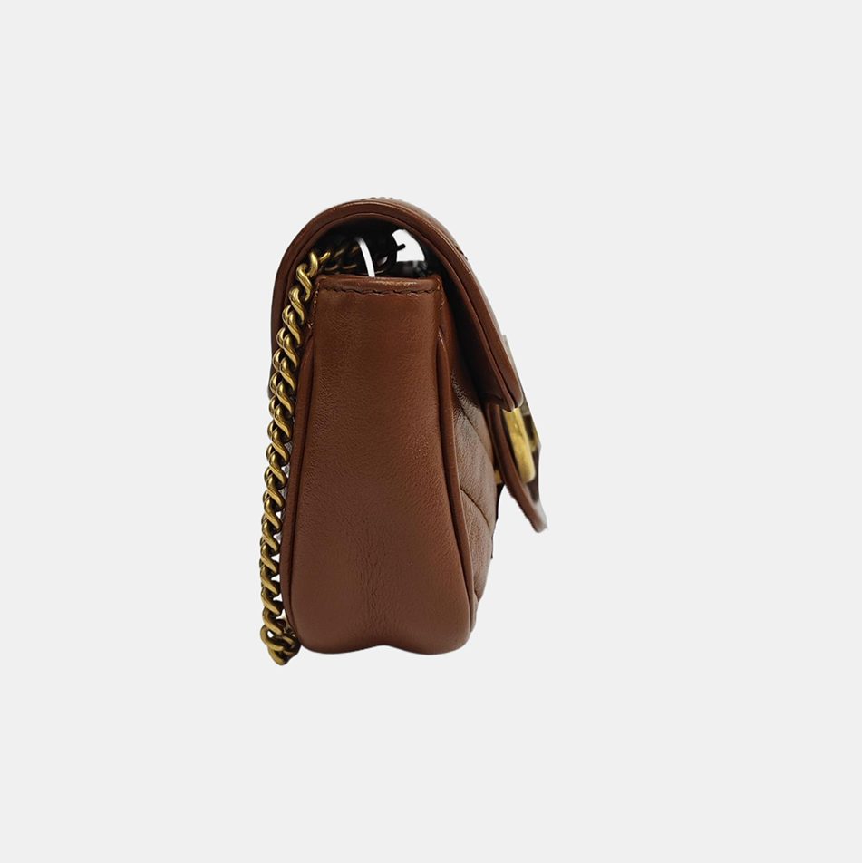 GG Marmont Mini Quilted Calfskin Brown