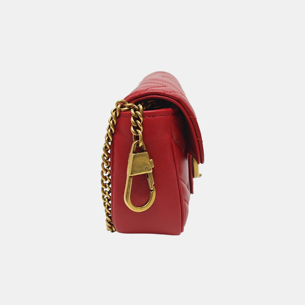 GG Marmont Mini Quilted Calfskin Red