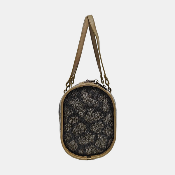 Coated Canvas Top Handle Bag Gray