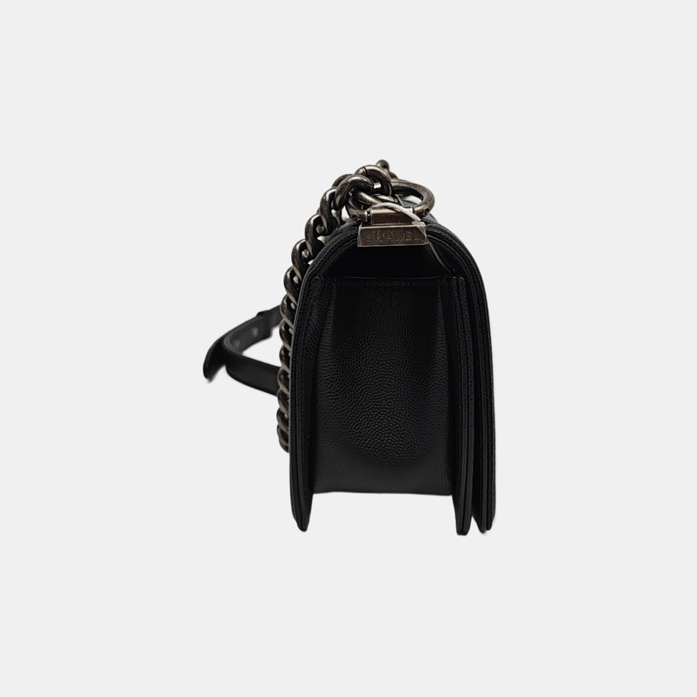 BOY CHANEL Small Quilted Grained Calfskin Black