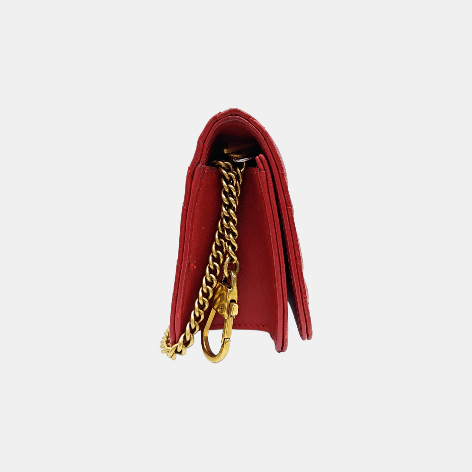 GG Marmont Super Mini Quilted Calfskin Red