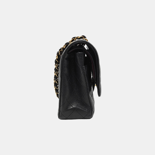 CLASSIC FLAP Medium Quilted Grained Calfskin Black
